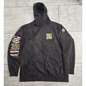 Analog Mens‎ Hoodie Black Neon Green Spiral Graphic Skate Sweatshirt 18137 Large